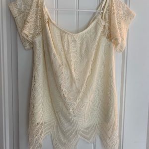 Off white, off the shoulder top